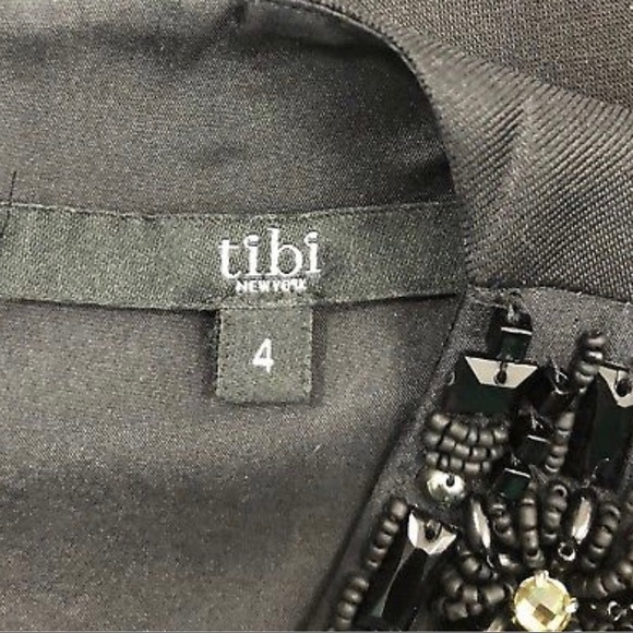 Tibi Size 4 Sigfried Black Satin Beaded Dress - Picture 7 of 7